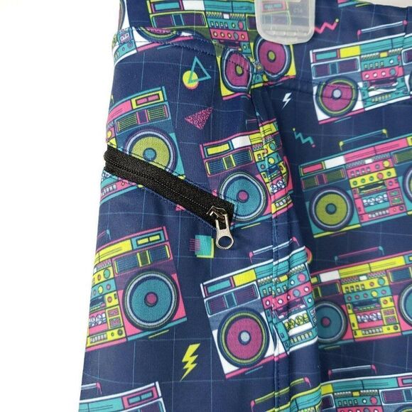 Feed Me Fight Me XXL 2XL Mens Shorts Blue Stereo Boom Box Neon Print - Picture 2 of 5